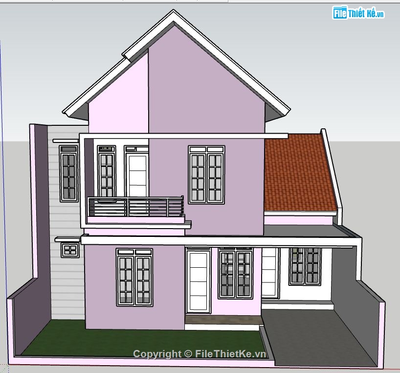 sketchup nhà 2 tầng,model su nhà 2 tầng,file su nhà 2 tầng
