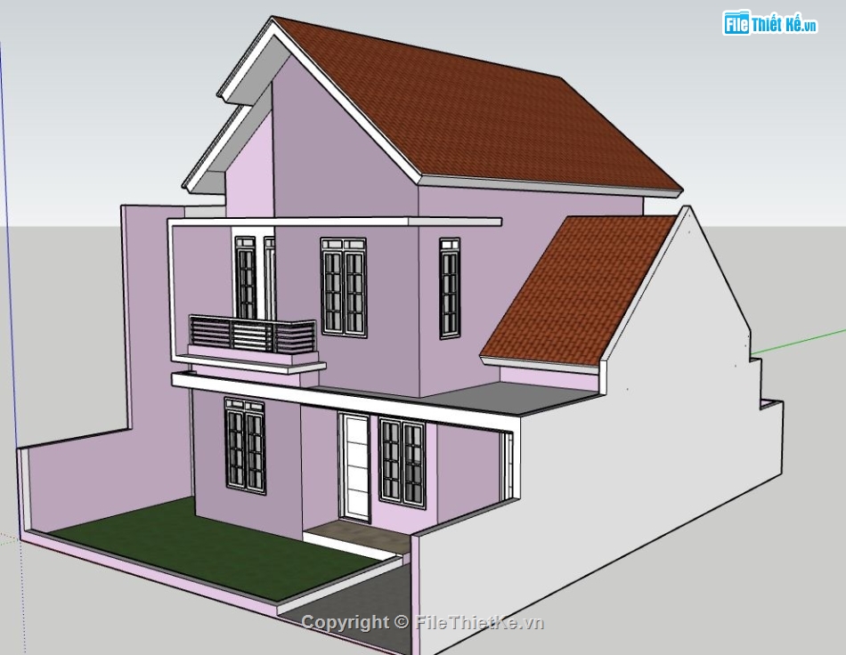 sketchup nhà 2 tầng,model su nhà 2 tầng,file su nhà 2 tầng