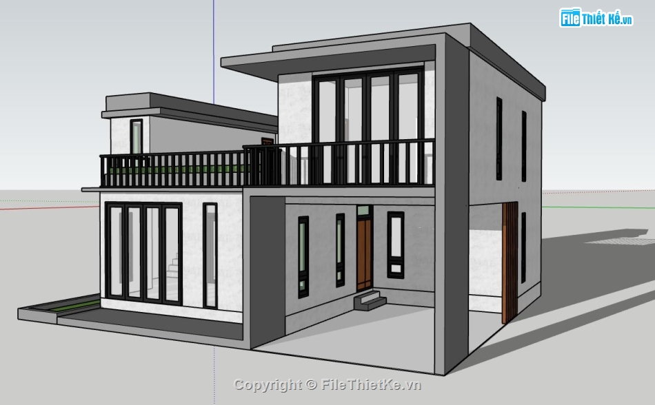 bản vẽ su nhà 2 tầng,model su nhà 2 tầng,sketchup nhà 2 tầng
