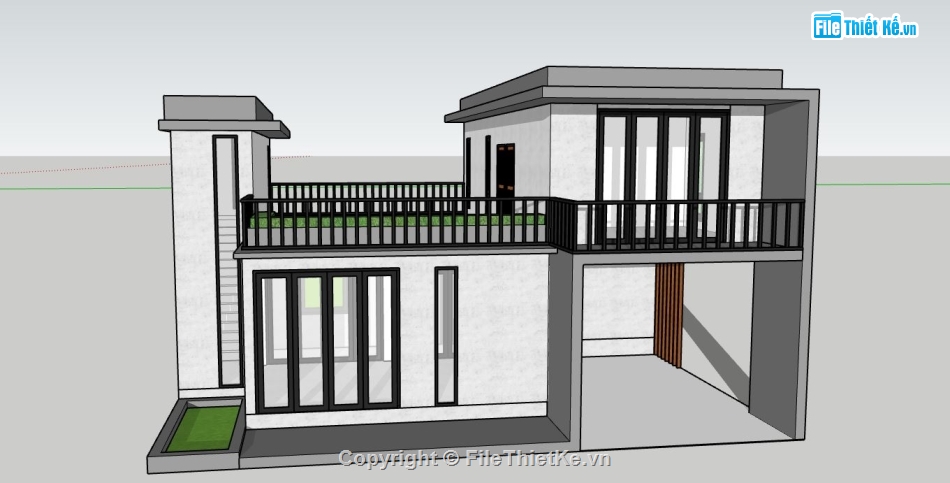 bản vẽ su nhà 2 tầng,model su nhà 2 tầng,sketchup nhà 2 tầng