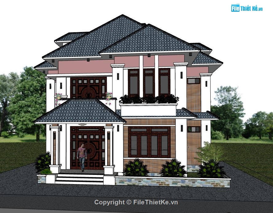su nhà 2 tầng,model su nhà 2 tầng,sketchup nhà 2 tầng