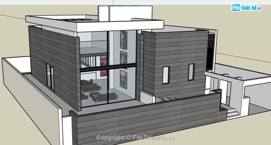 su nhà 2 tầng,model su nhà 2 tầng,sketchup nhà 2 tầng