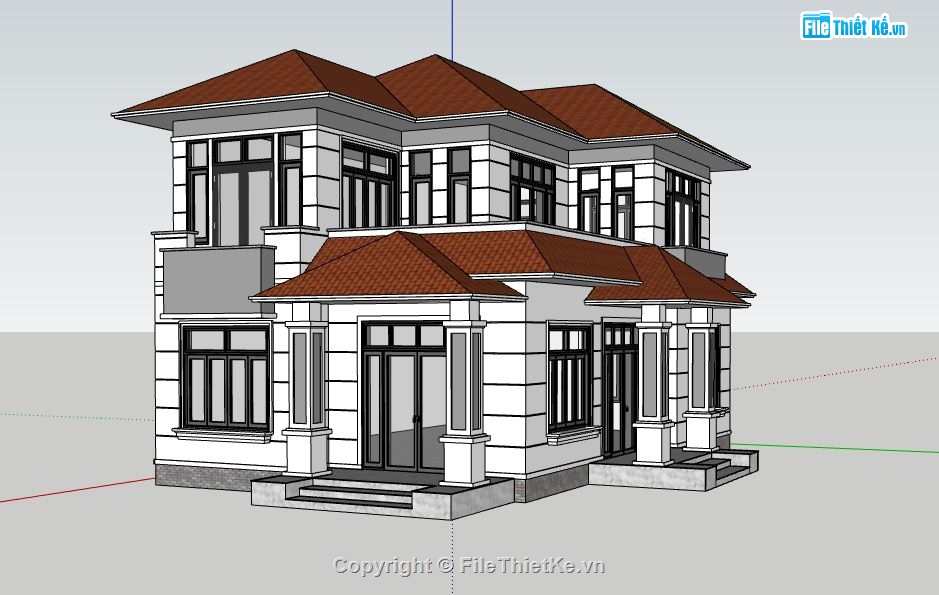 su nhà 2 tầng,model su nhà 2 tầng,sketchup nhà 2 tầng