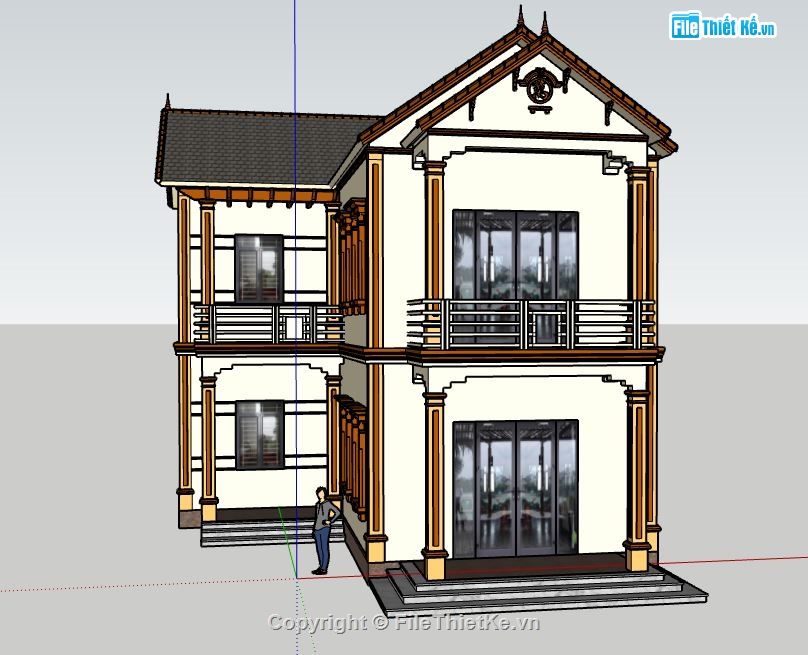 bản vẽ su nhà 2 tầng,model su nhà 2 tầng,file sketchup nhà 2 tầng