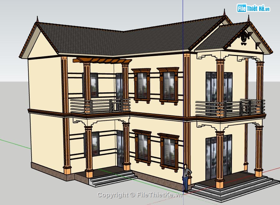 bản vẽ su nhà 2 tầng,model su nhà 2 tầng,file sketchup nhà 2 tầng
