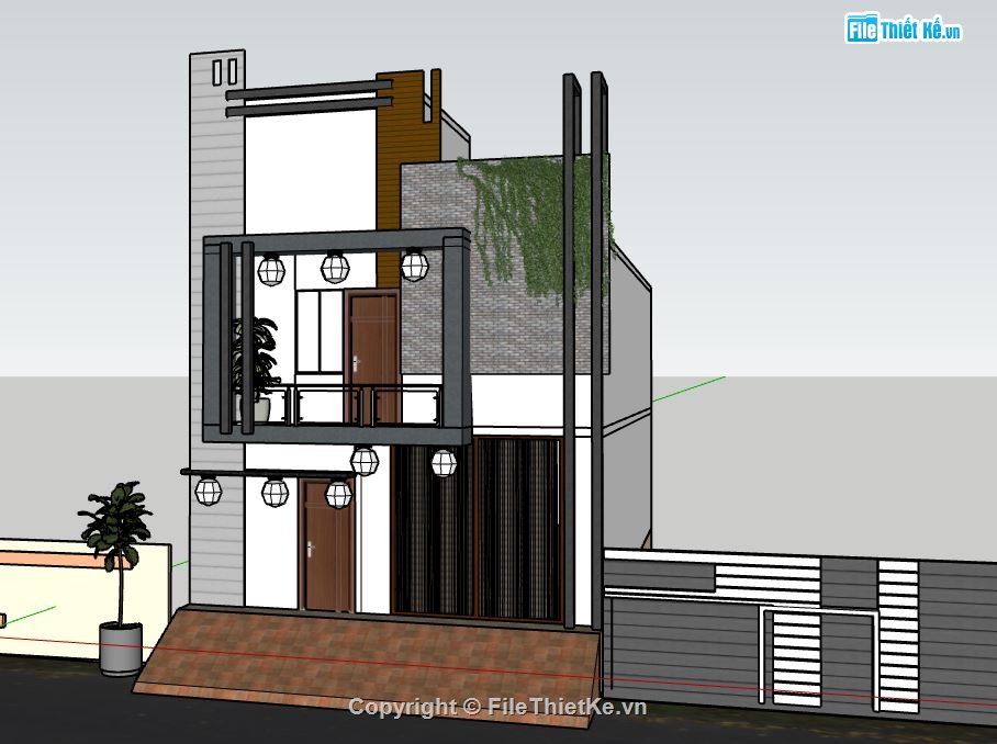 mẫu nhà 2 tầng,model su nhà 2 tầng,file sketchup nhà 2 tầng