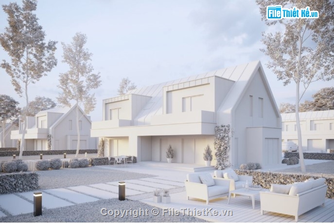 mẫu nhà 2 tầng,mẫu nhà đẹp,file 3dmax nhà vườn