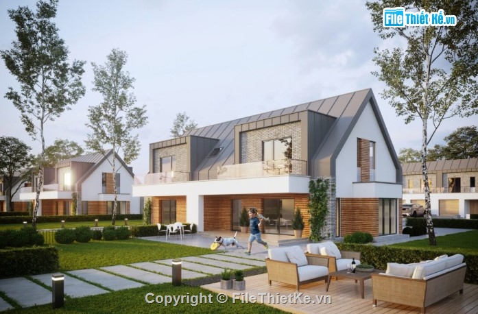mẫu nhà 2 tầng,mẫu nhà đẹp,file 3dmax nhà vườn
