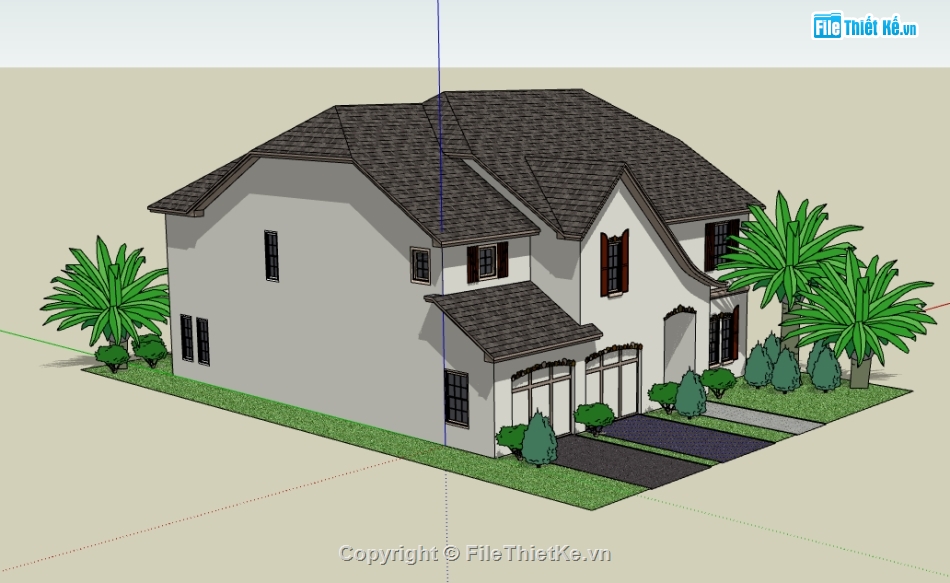 file thiết kế mẫu nhà 2 tầng đơn giản,dựng sketchup nhà 2 tầng,dựng 3D nhà 2 tầng đơn giản