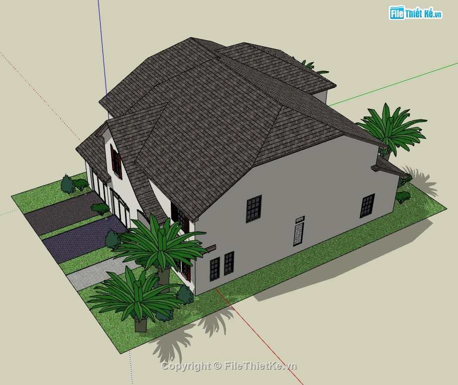 file thiết kế mẫu nhà 2 tầng đơn giản,dựng sketchup nhà 2 tầng,dựng 3D nhà 2 tầng đơn giản