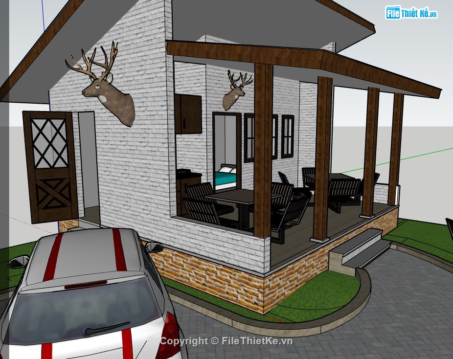 su nhà 2 tầng,sketchup nhà 2 tầng,nhà 2 tầng