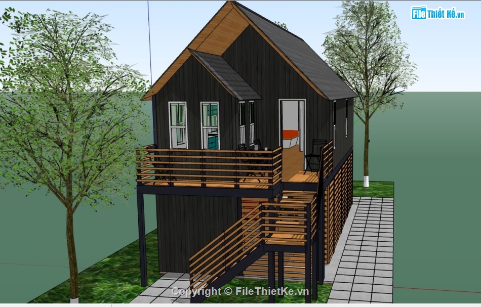 sketchup nhà phố 2 tầng,su nhà phố 2 tầng,su nhà phố