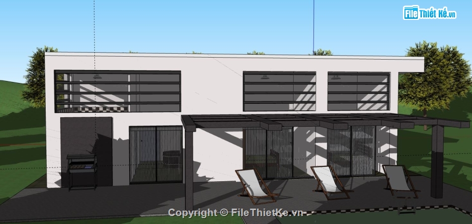 bản vẽ su nhà 2 tầng,model su nhà 2 tầng,sketchup nhà 2 tầng