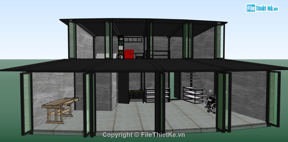 su nhà 2 tầng,sketchup nhà 2 tầng,model su nhà 2 tầng