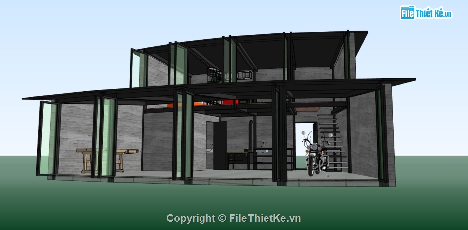 su nhà 2 tầng,sketchup nhà 2 tầng,model su nhà 2 tầng