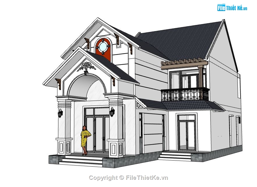 su nhà 2 tầng,model su nhà 2 tầng,sketchup nhà 2 tầng