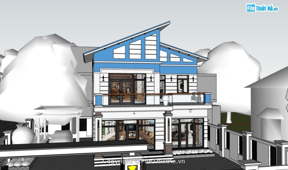 nhà 2 tầng file sketchup,thiết kế nhà 2 tầng sketchup,model su nhà 2 tầng