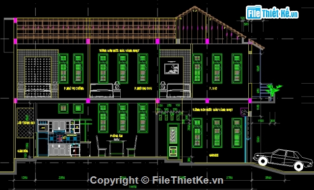 bản vẽ nhà 2 tầng,mẫu nhà 2 tầngđẹp,nhà 2 tầng mái thái,nhà diện tích 8 x 14.4m