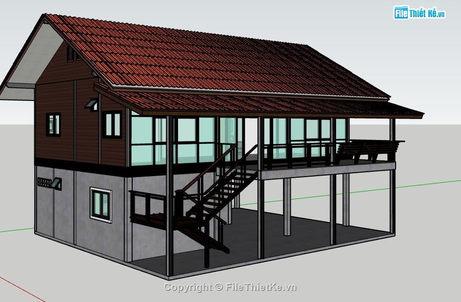 mẫu nhà 2 tầng sketchup,su nhà 2 tầng,model su nhà 2 tầng