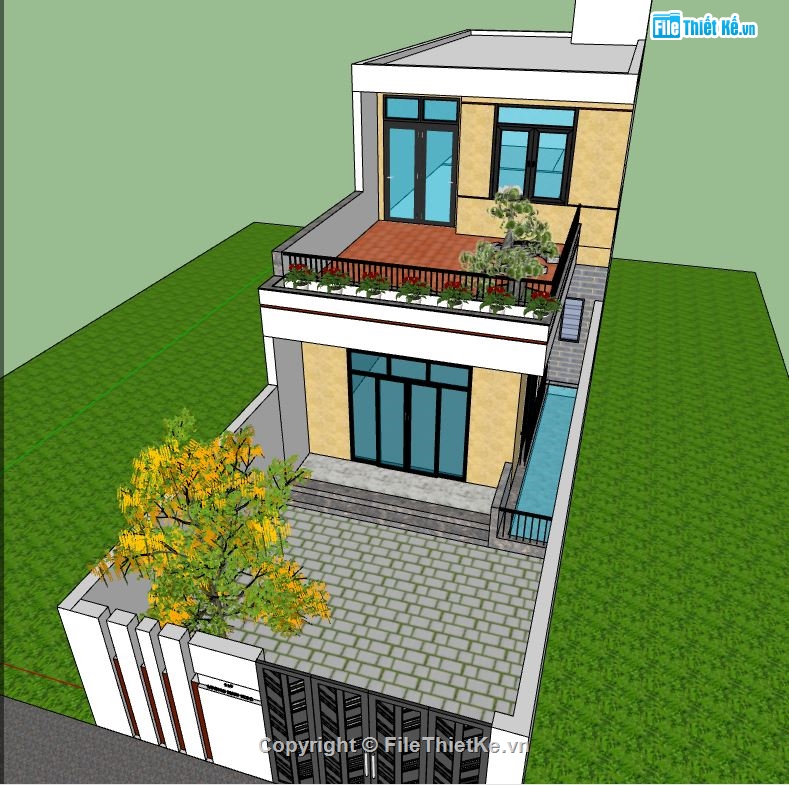 su nhà 2 tầng,model su nhà 2 tầng,sketchup nhà 2 tầng