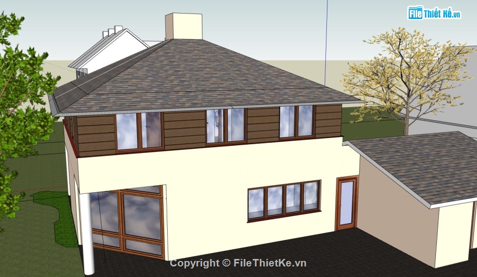 nhà 2 tầng nông thôn,sketchup nhà 2 tầng,mẫu nhà 2 tầng,phối cảnh nhà 2 tầng