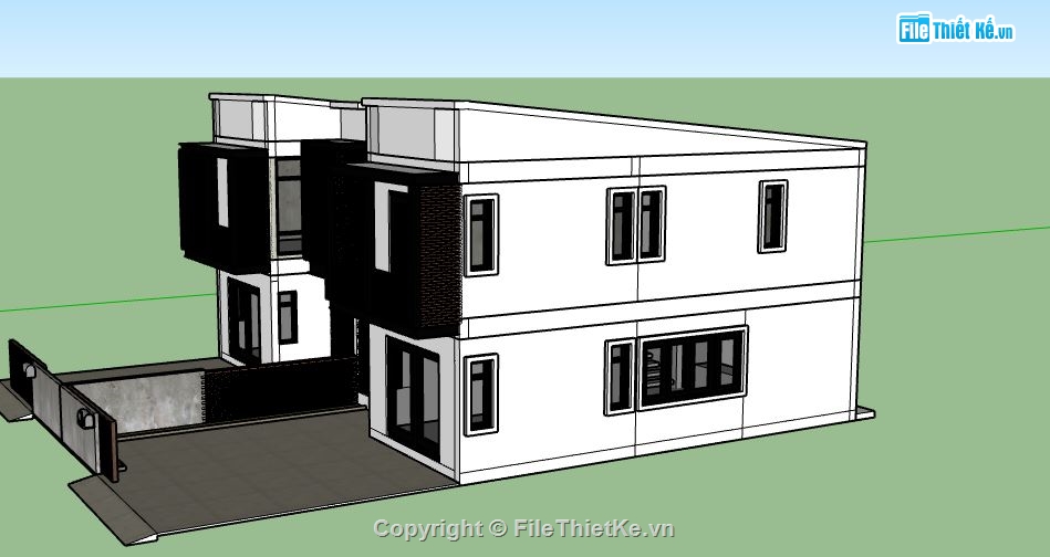 mẫu nhà 2 tầng sketchup,mẫu nhà 2 tầng,su nhà 2 tầng