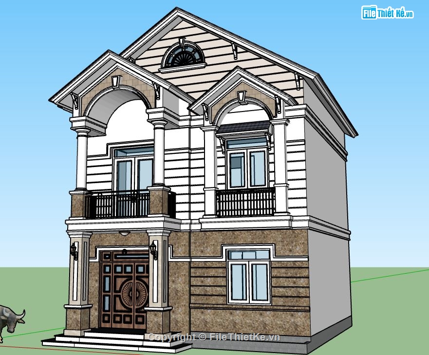 su nhà 2 tầng,model su nhà 2 tầng,file sketchup nhà phố