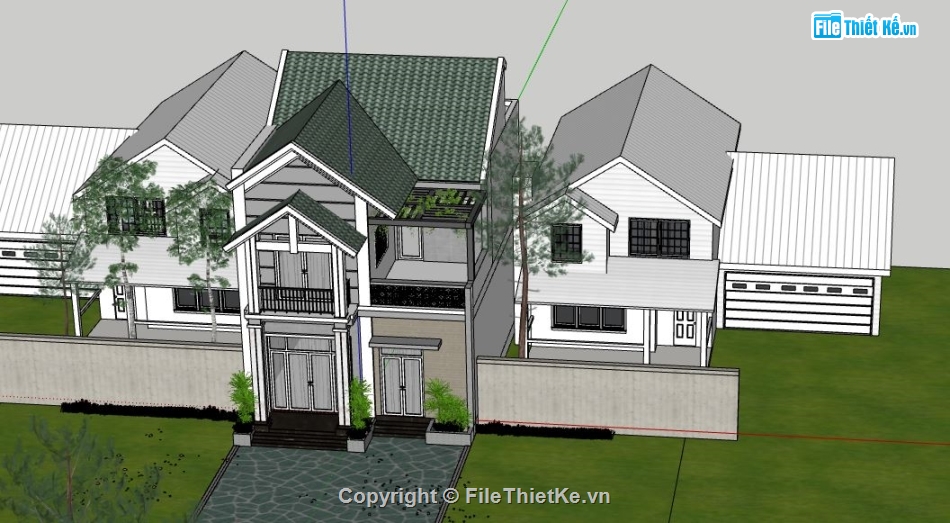 mẫu nhà 2 tầng,mẫu nhà 2 tầng sketchup,su nhà 2 tầng