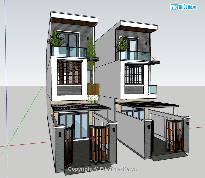 nhà 3 tầng,su nhà 3 tầng,sketchup nhà 3 tầng