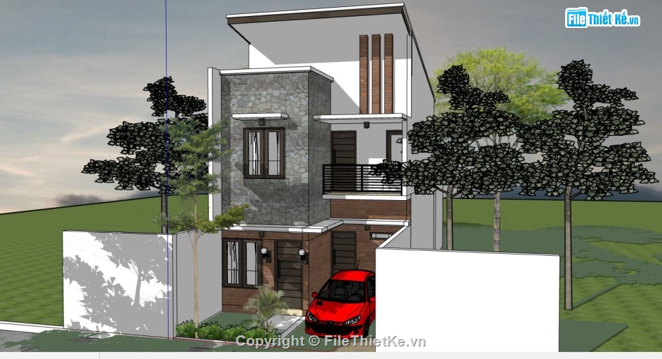 su nhà 3 tầng,model su nhà 3 tầng,sketchup nhà 3 tầng