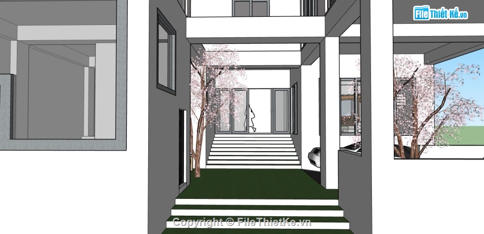 su nhà 3 tầng,model su nhà 3 tầng,sketchup nhà 3 tầng