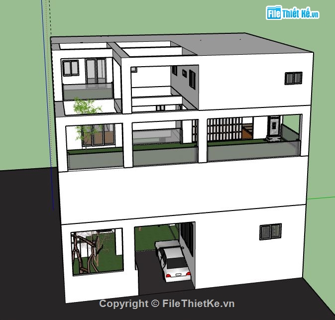 su nhà 3 tầng,model su nhà 3 tầng,sketchup nhà 3 tầng