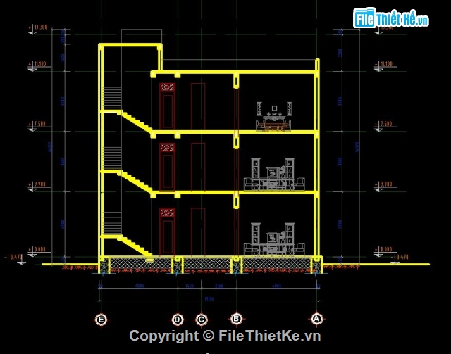 3 tầng,nhà 3 tầng,file cad 3 tầng,file nhà 3 tầng