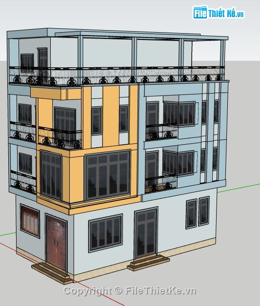 su nhà 4 tầng,model su nhà 4 tầng,file sketchup nhà 4 tầng