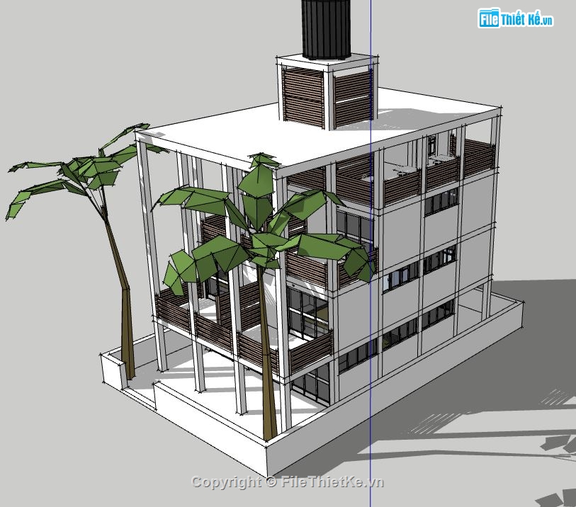 su nhà 4 tầng,model su nhà 4 tầng,sketchup nhà 4 tầng