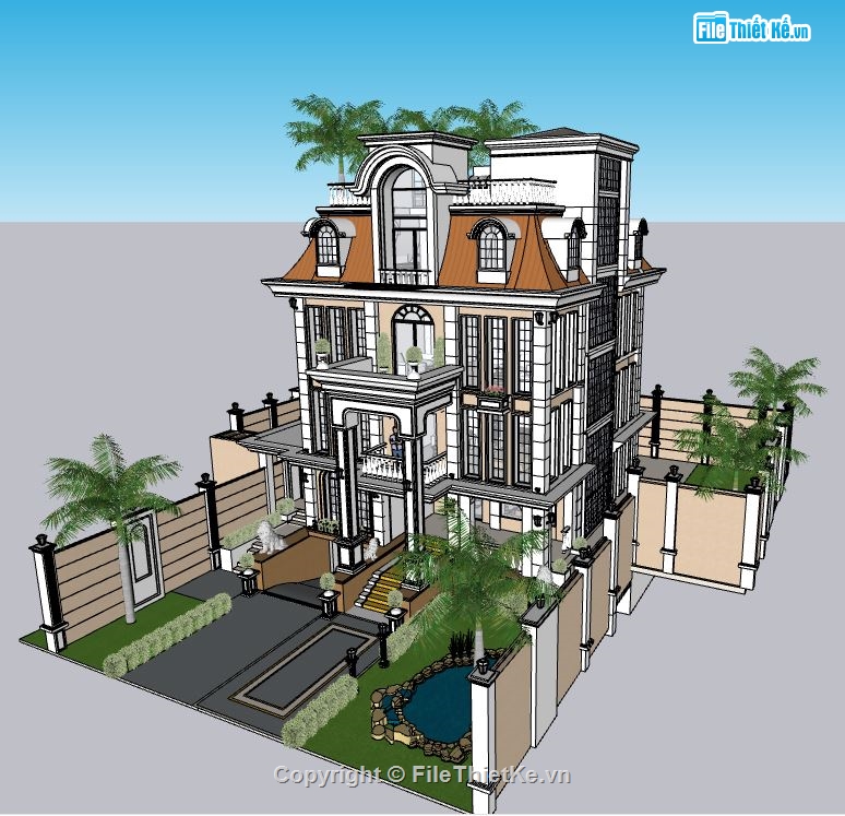 su nhà 5 tầng,model su nhà 5 tầng,sketchup nhà 5 tầng