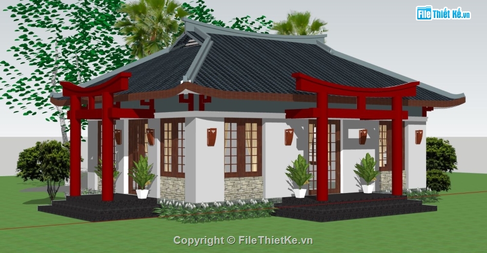 nhà ăn file su,nhà ăn sketchup,file su nhà ăn