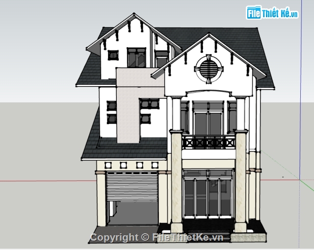 nhà biệt thự,Nhà đôi 2 tầng,biệt thự 2 tầng,Nhà 2 tầng Su,Sketchup biệt thự