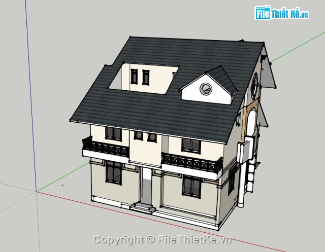 nhà biệt thự,Nhà đôi 2 tầng,biệt thự 2 tầng,Nhà 2 tầng Su,Sketchup biệt thự