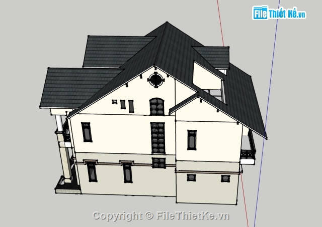 nhà biệt thự,Nhà đôi 2 tầng,biệt thự 2 tầng,Nhà 2 tầng Su,Sketchup biệt thự