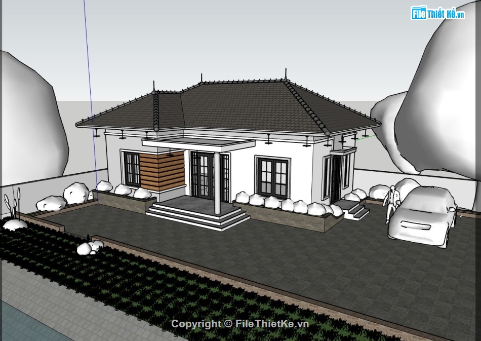 nhà cấp 4 sketchup,sketchup nhà cấp 4,mẫu nhà cấp 4