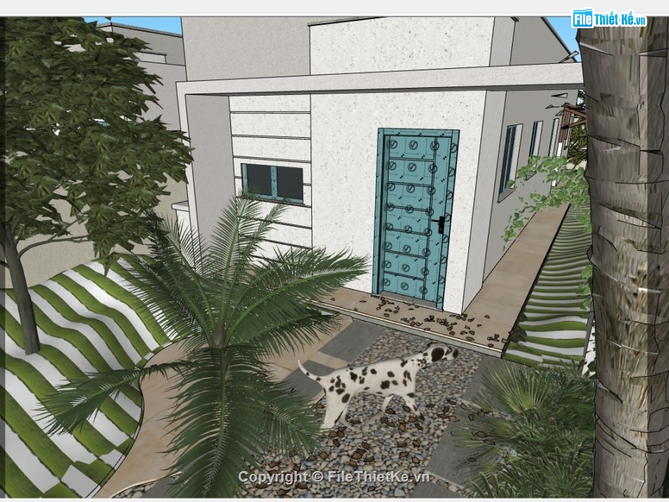 nhà cấp 4 sketchup,sketchup nhà cấp 4,model su nhà cấp 4