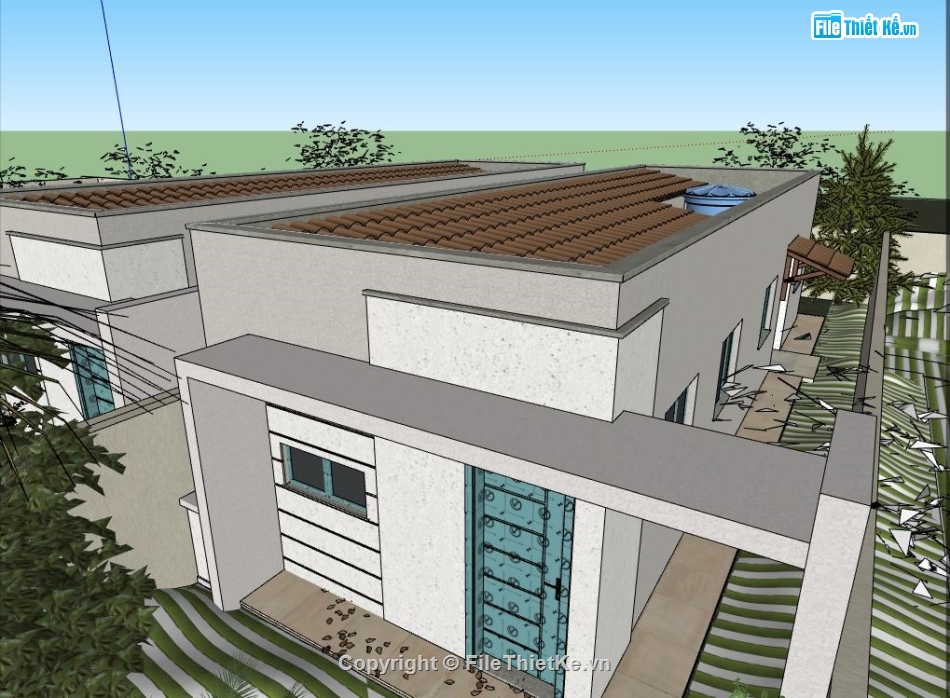 nhà cấp 4 sketchup,sketchup nhà cấp 4,model su nhà cấp 4