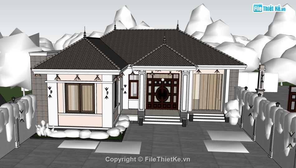 nhà cấp 4,nhà cấp 4 sketchup,sketchup nhà cấp 4