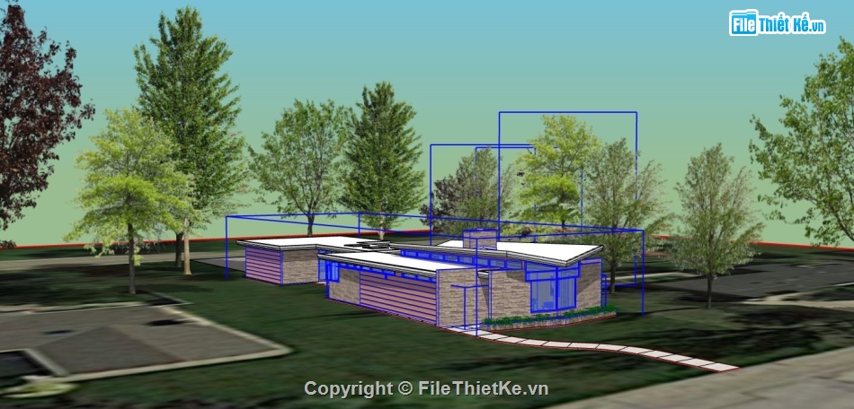 nhà cấp 4 đẹp,nhà cấp 4 sketchup,sketchup nhà cấp 4,bản vẽ nhà cấp 4