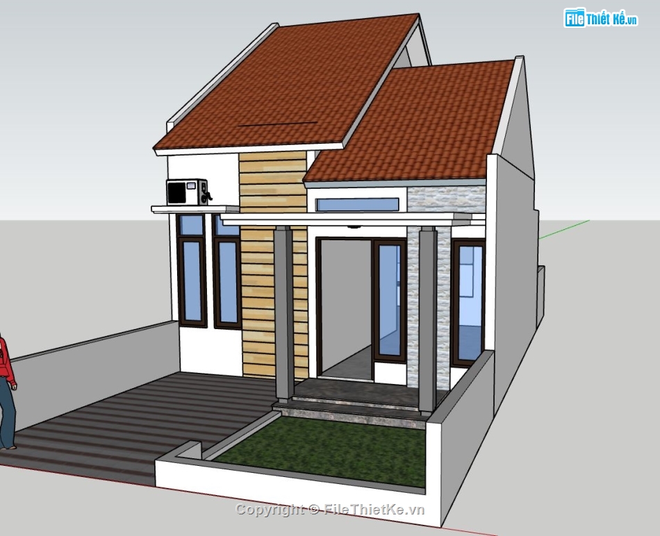 thiết kế nhà cấp 4,file sketchup nhà cấp 4,mẫu thiết kế nhà cấp 4