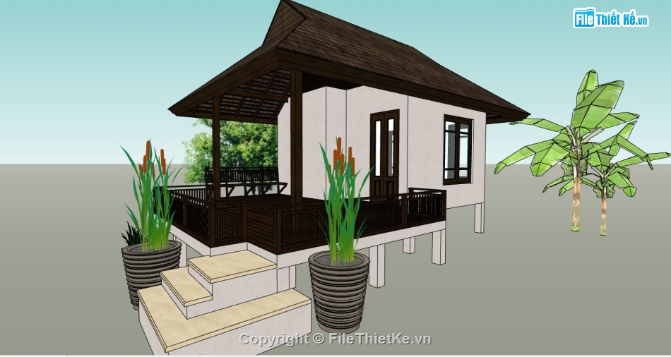 file su chòi,su nhà chòi,sketchup nhà chòi mái lá