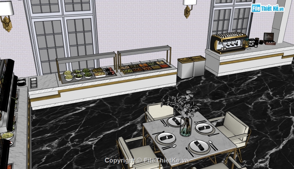 model su nhà hàng,sketchup nhà hàng,su nhà hàng