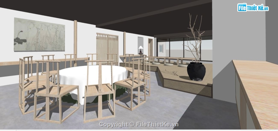 su nhà hàng,sketchup nhà hàng,model su nhà hàng