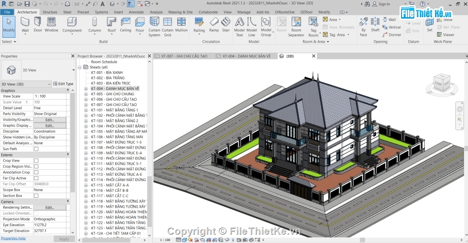 file revit biệt thự,nhà mái nhật,nhà mái nhật 2 tầng